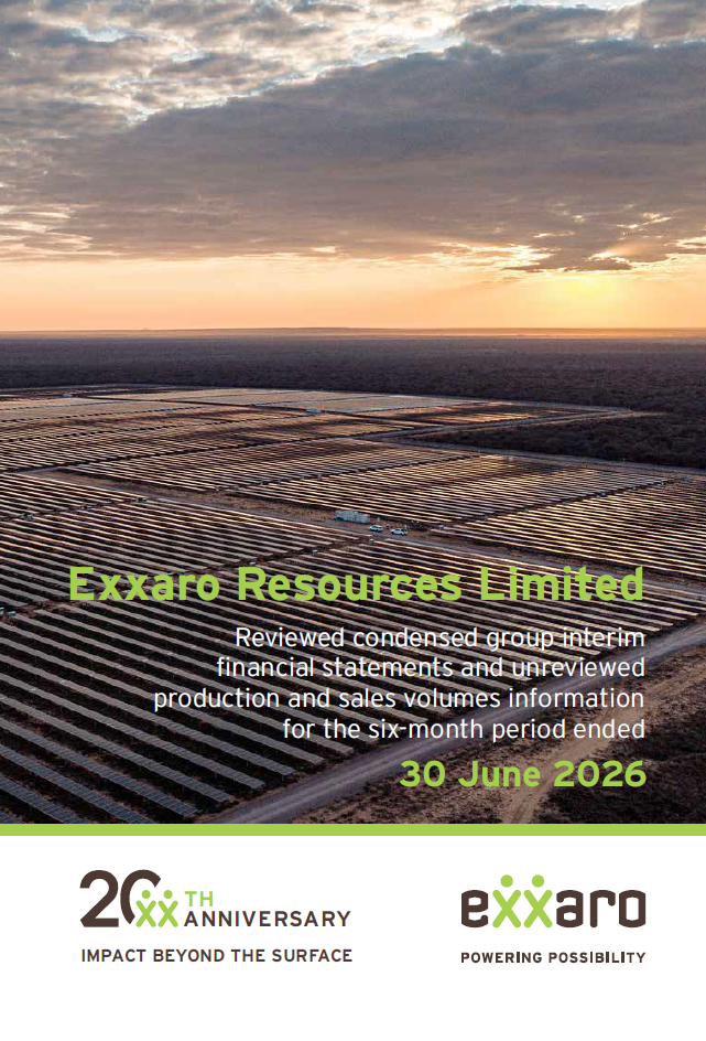 Reviewed condensed group interim financial statements and unreviewed production and sales volumes information for the six‑month period ended 30 June 2026