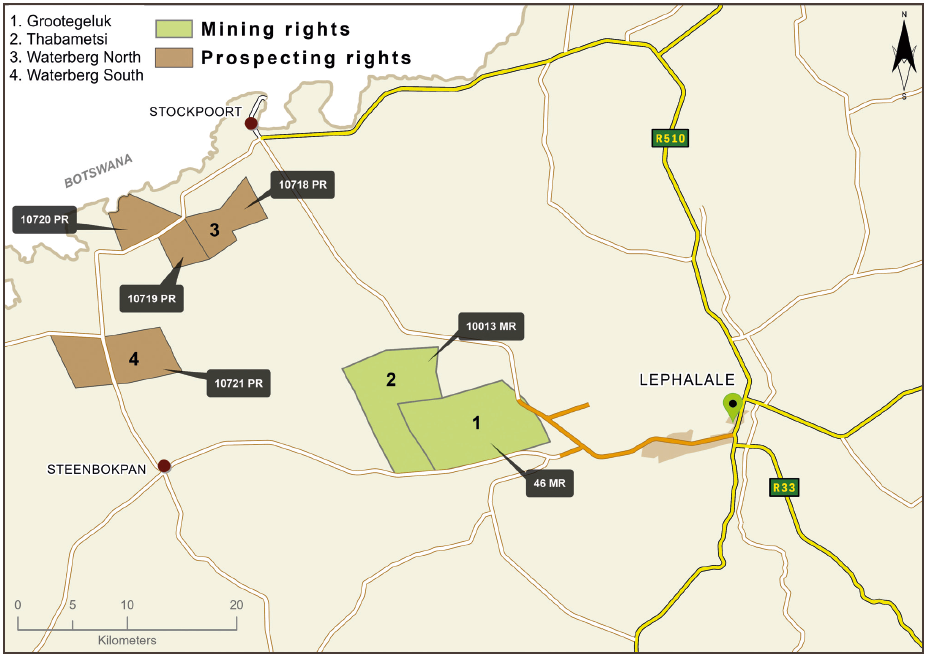 Figure 4: Exxaro’s mining and prospecting rights in the Waterberg