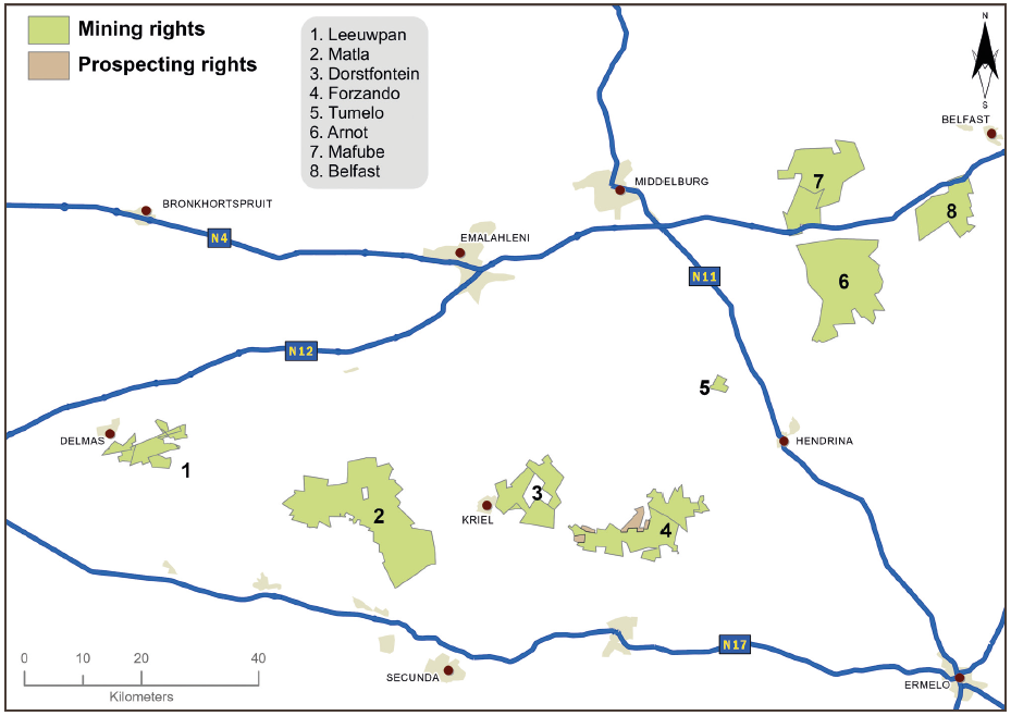 Figure 5: Exxaro’s mining and prospecting rights in Mpumalanga