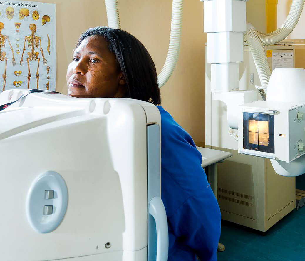 Our employee having a lung function test