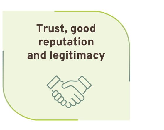 Trust, good reputation and legitimacy